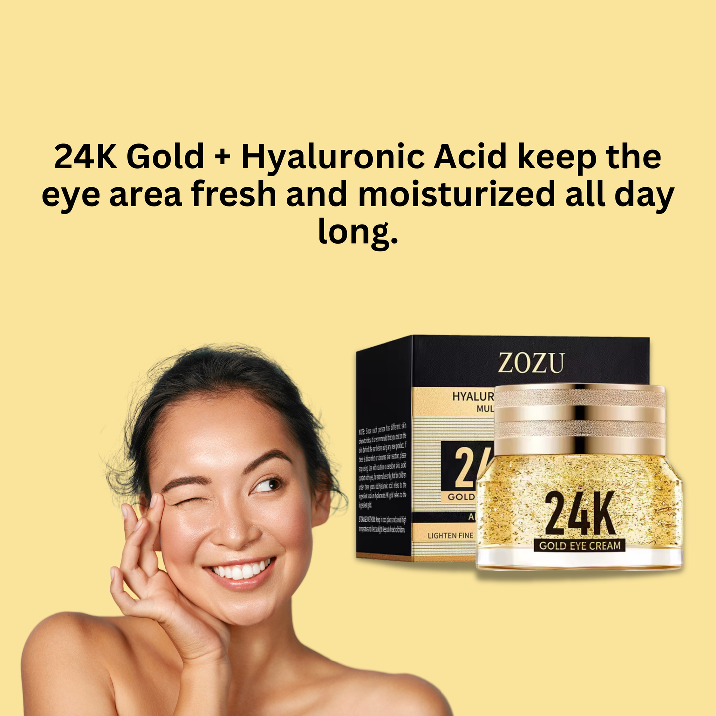 24K Gold Hyaluronic Acid Eye Cream for Dark Circles & Puffiness, Cream 30ml.